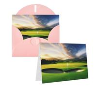 Blank Greetings Card 4'' X 6'' With Envelopes, Golf Course Thank You Cards Note Cards Pink All Occasion Cards For Christmas Holidays Birthday Graduation Anniversaries
