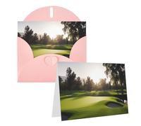Blank Greetings Card 4'' X 6'' With Envelopes, Golf Course Thank You Cards Note Cards Pink All Occasion Cards For Christmas Holidays Birthday Graduation Anniversaries
