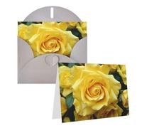 Blank Greetings Card 4'' X 6'' With Envelopes, Graceful Yellow Rose Flower Thank You Cards Note Cards Gray All Occasion Cards For Christmas Holidays Birthday Graduation Anniversaries