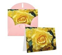 Blank Greetings Card 4'' X 6'' With Envelopes, Graceful Yellow Rose Flower Thank You Cards Note Cards Pink All Occasion Cards For Christmas Holidays Birthday Graduation Anniversaries