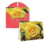 Blank Greetings Card 4'' X 6'' With Envelopes, Graceful Yellow Rose Flower Thank You Cards Note Cards Red All Occasion Cards For Christmas Holidays Birthday Graduation Anniversaries
