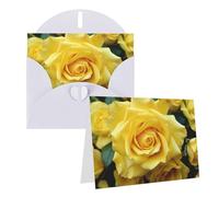 Blank Greetings Card 4'' X 6'' With Envelopes, Graceful Yellow Rose Flower Thank You Cards Note Cards White All Occasion Cards For Christmas Holidays Birthday Graduation Anniversaries