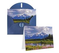 Blank Greetings Card 4'' X 6'' With Envelopes, Grand Teton National Park Thank You Cards Note Cards Blue All Occasion Cards For Christmas Holidays Birthday Graduation Anniversaries
