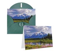 Blank Greetings Card 4'' X 6'' With Envelopes, Grand Teton National Park Thank You Cards Note Cards Dark Green All Occasion Cards For Christmas Holidays Birthday Graduation Anniversaries