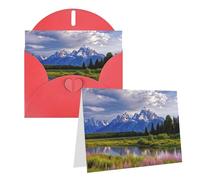 Blank Greetings Card 4'' X 6'' With Envelopes, Grand Teton National Park Thank You Cards Note Cards Red All Occasion Cards For Christmas Holidays Birthday Graduation Anniversaries