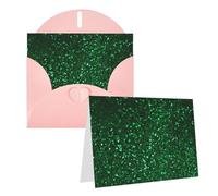 Blank Greetings Card 4'' X 6'' With Envelopes, Green Sequin Sparkle Thank You Cards Note Cards Pink All Occasion Cards For Christmas Holidays Birthday Graduation Anniversaries
