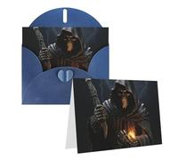 Blank Greetings Card 4'' X 6'' With Envelopes, Grim Reaper Thank You Cards Note Cards Blue All Occasion Cards For Christmas Holidays Birthday Graduation Anniversaries