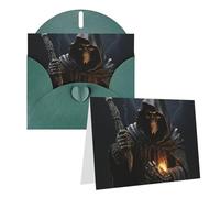 Blank Greetings Card 4'' X 6'' With Envelopes, Grim Reaper Thank You Cards Note Cards Dark Green All Occasion Cards For Christmas Holidays Birthday Graduation Anniversaries