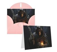 Blank Greetings Card 4'' X 6'' With Envelopes, Grim Reaper Thank You Cards Note Cards Pink All Occasion Cards For Christmas Holidays Birthday Graduation Anniversaries