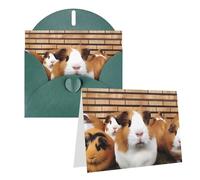 Blank Greetings Card 4'' X 6'' With Envelopes, Guinea Pigs Thank You Cards Note Cards Dark Green All Occasion Cards For Christmas Holidays Birthday Graduation Anniversaries