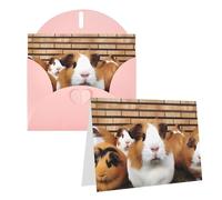 Blank Greetings Card 4'' X 6'' With Envelopes, Guinea Pigs Thank You Cards Note Cards Pink All Occasion Cards For Christmas Holidays Birthday Graduation Anniversaries