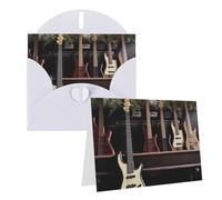 Blank Greetings Card 4'' X 6'' With Envelopes, Guitar Bass Music Musical Instruments1 Thank You Cards Note Cards White All Occasion Cards For Christmas Holidays Birthday Graduation Anniversaries