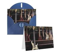 Blank Greetings Card 4'' X 6'' With Envelopes, Guitar Bass Music Musical Instruments1 Thank You Cards Note Cards Blue All Occasion Cards For Christmas Holidays Birthday Graduation Anniversaries