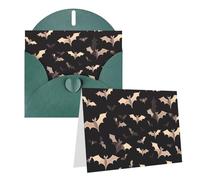 Blank Greetings Card 4'' X 6'' With Envelopes, Halloween Flying Bats Thank You Cards Note Cards Dark Green All Occasion Cards For Christmas Holidays Birthday Graduation Anniversaries