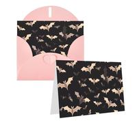 Blank Greetings Card 4'' X 6'' With Envelopes, Halloween Flying Bats Thank You Cards Note Cards Pink All Occasion Cards For Christmas Holidays Birthday Graduation Anniversaries