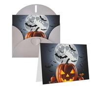 Blank Greetings Card 4'' X 6'' With Envelopes, Halloween Moon Bat Pumpkin Thank You Cards Note Cards Gray All Occasion Cards For Christmas Holidays Birthday Graduation Anniversaries