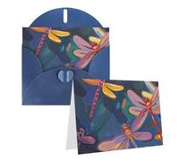 Blank Greetings Card 4'' X 6'' With Envelopes, Hand Painted Dragonfly Thank You Cards Note Cards Blue All Occasion Cards For Christmas Holidays Birthday Graduation Anniversaries