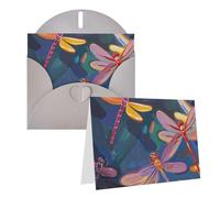 Blank Greetings Card 4'' X 6'' With Envelopes, Hand Painted Dragonfly Thank You Cards Note Cards Gray All Occasion Cards For Christmas Holidays Birthday Graduation Anniversaries