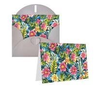 Blank Greetings Card 4'' X 6'' With Envelopes, Hawaiian Style Print Thank You Cards Note Cards Gray All Occasion Cards For Christmas Holidays Birthday Graduation Anniversaries