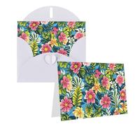 Blank Greetings Card 4'' X 6'' With Envelopes, Hawaiian Style Print Thank You Cards Note Cards White All Occasion Cards For Christmas Holidays Birthday Graduation Anniversaries
