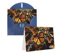 Blank Greetings Card 4'' X 6'' With Envelopes, Heaps Of Orange Monarch Butterflies Thank You Cards Note Cards Blue All Occasion Cards For Christmas Holidays Birthday Graduation Anniversaries