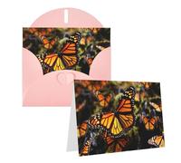 Blank Greetings Card 4'' X 6'' With Envelopes, Heaps Of Orange Monarch Butterflies Thank You Cards Note Cards Pink All Occasion Cards For Christmas Holidays Birthday Graduation Anniversaries