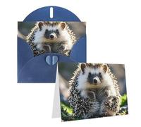 Blank Greetings Card 4'' X 6'' With Envelopes, Hedgehog Sitting On Top Thank You Cards Note Cards Blue All Occasion Cards For Christmas Holidays Birthday Graduation Anniversaries
