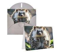 Blank Greetings Card 4'' X 6'' With Envelopes, Hedgehog Sitting On Top Thank You Cards Note Cards Gray All Occasion Cards For Christmas Holidays Birthday Graduation Anniversaries