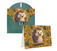 Blank Greetings Card 4'' X 6'' With Envelopes, Hedgehog Thank You Cards Note Cards Dark Green All Occasion Cards For Christmas Holidays Birthday Graduation Anniversaries