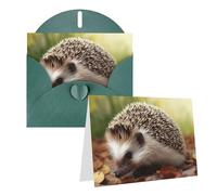 Blank Greetings Card 4'' X 6'' With Envelopes, Hedgehog Thank You Cards Note Cards Dark Green All Occasion Cards For Christmas Holidays Birthday Graduation Anniversaries