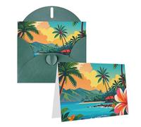 Blank Greetings Card 4'' X 6'' With Envelopes, Hello Hawaii Thank You Cards Note Cards Dark Green All Occasion Cards For Christmas Holidays Birthday Graduation Anniversaries