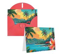 Blank Greetings Card 4'' X 6'' With Envelopes, Hello Hawaii Thank You Cards Note Cards Red All Occasion Cards For Christmas Holidays Birthday Graduation Anniversaries