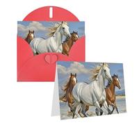 Blank Greetings Card 4'' X 6'' With Envelopes, Horses Running Art Thank You Cards Note Cards Red All Occasion Cards For Christmas Holidays Birthday Graduation Anniversaries