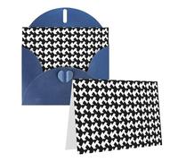 Blank Greetings Card 4'' X 6'' With Envelopes, Houndstooth Black Thank You Cards Note Cards Blue All Occasion Cards For Christmas Holidays Birthday Graduation Anniversaries