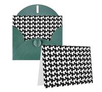 Blank Greetings Card 4'' X 6'' With Envelopes, Houndstooth Black Thank You Cards Note Cards Dark Green All Occasion Cards For Christmas Holidays Birthday Graduation Anniversaries