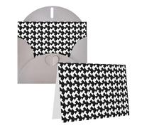 Blank Greetings Card 4'' X 6'' With Envelopes, Houndstooth Black Thank You Cards Note Cards Gray All Occasion Cards For Christmas Holidays Birthday Graduation Anniversaries