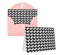 Blank Greetings Card 4'' X 6'' With Envelopes, Houndstooth Black Thank You Cards Note Cards Pink All Occasion Cards For Christmas Holidays Birthday Graduation Anniversaries