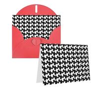 Blank Greetings Card 4'' X 6'' With Envelopes, Houndstooth Black Thank You Cards Note Cards Red All Occasion Cards For Christmas Holidays Birthday Graduation Anniversaries