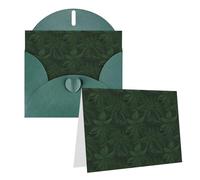 Blank Greetings Card 4'' X 6'' With Envelopes, Hunter Green Floral Petals Pattern Thank You Cards Note Cards Dark Green All Occasion Cards For Christmas Holidays Birthday Graduation Anniversaries