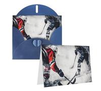 Blank Greetings Card 4'' X 6'' With Envelopes, Ice Hockey Art Thank You Cards Note Cards Blue All Occasion Cards For Christmas Holidays Birthday Graduation Anniversaries