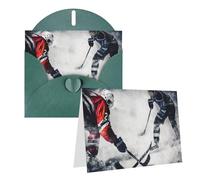 Blank Greetings Card 4'' X 6'' With Envelopes, Ice Hockey Art Thank You Cards Note Cards Dark Green All Occasion Cards For Christmas Holidays Birthday Graduation Anniversaries