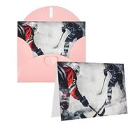 Blank Greetings Card 4'' X 6'' With Envelopes, Ice Hockey Art Thank You Cards Note Cards Pink All Occasion Cards For Christmas Holidays Birthday Graduation Anniversaries