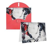 Blank Greetings Card 4'' X 6'' With Envelopes, Ice Hockey Art Thank You Cards Note Cards Red All Occasion Cards For Christmas Holidays Birthday Graduation Anniversaries