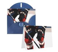 Blank Greetings Card 4'' X 6'' With Envelopes, Ice Hockey Pattern Thank You Cards Note Cards Blue All Occasion Cards For Christmas Holidays Birthday Graduation Anniversaries