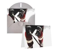 Blank Greetings Card 4'' X 6'' With Envelopes, Ice Hockey Pattern Thank You Cards Note Cards Gray All Occasion Cards For Christmas Holidays Birthday Graduation Anniversaries