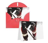 Blank Greetings Card 4'' X 6'' With Envelopes, Ice Hockey Pattern Thank You Cards Note Cards Red All Occasion Cards For Christmas Holidays Birthday Graduation Anniversaries