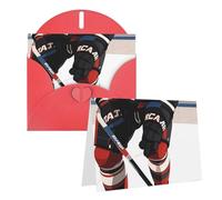 Blank Greetings Card 4'' X 6'' With Envelopes, Ice Hockey Pattern Thank You Cards Note Cards Red All Occasion Cards For Christmas Holidays Birthday Graduation Anniversaries