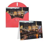 Blank Greetings Card 4'' X 6'' With Envelopes, Las Vegas Night View Thank You Cards Note Cards Red All Occasion Cards For Christmas Holidays Birthday Graduation Anniversaries