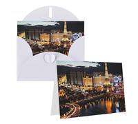 Blank Greetings Card 4'' X 6'' With Envelopes, Las Vegas Night View Thank You Cards Note Cards White All Occasion Cards For Christmas Holidays Birthday Graduation Anniversaries