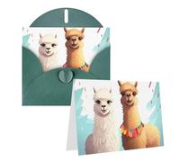 Blank Greetings Card 4'' X 6'' With Envelopes, Llama Alpaca Thank You Cards Note Cards Dark Green All Occasion Cards For Christmas Holidays Birthday Graduation Anniversaries
